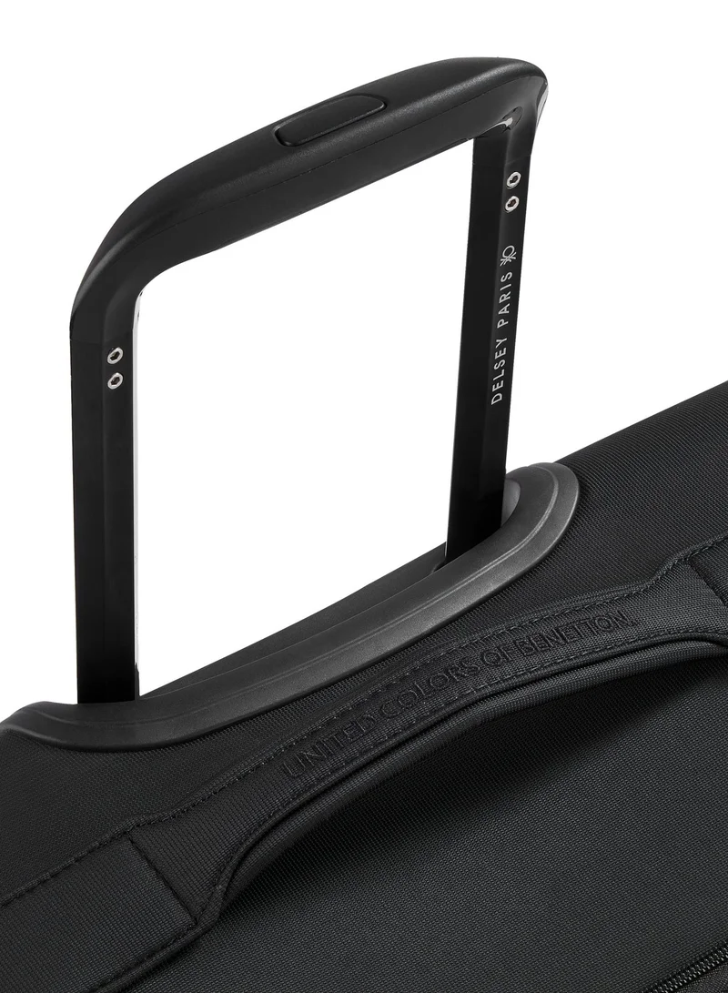 UNITED COLORS OF BENETTON  Color Block 55 Cm 4 Double Wheeled Softside Expandable Check-In Luggage Trolley Case - Black  | Best Price UAE